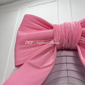 Lazo de terciopelo rosa gigante para decoración de fondo de pared, lazo de tela para bodas, venta al por mayor de fábrica - Product Image 3