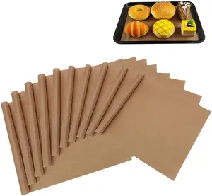 Reusable Oven Liner Brown Color Non-stick Baking Sheet PTFE Fiberglass Fabric Heat Press Transfer Sheet