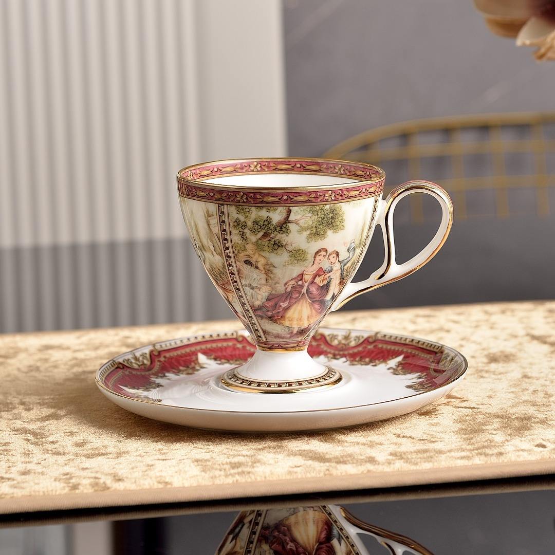 Tasse et soucoupe rouge-B