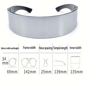 Lunettes de soleil futuristes enveloppantes style punk, verres monobloc, pour hommes et femmes, vente en gros - Product Image 4