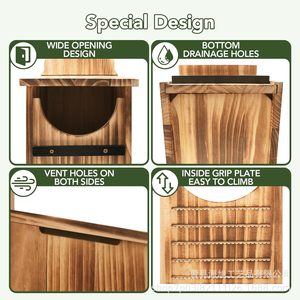 Nichoir en bois pour hiboux à fixer au mur, finition naturelle, boîte à nids de jardin, utilisation extérieure - Product Image 5