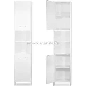 White Bathroom Cabinet Tall Unit Free Standing Storage Shelves Bath Furniture UK