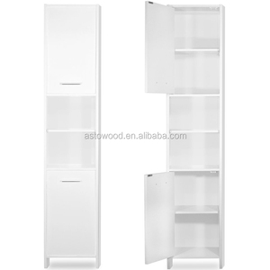 White Bathroom Cabinet Tall Unit Free Standing Storage <strong>Shelves</strong> Bath Furniture <strong>UK</strong> - Product Image 1