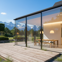 Moderna Sala de Estar de Aluminio con Doble Vidrio Templado Low-E, Insonorizada, Aislada, Impermeable, con Puerta Corredera Panorámica Sellada