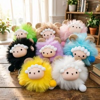 Porte-clés pendentif mignon fait main en fausse fourrure de mouton polyester, figurine de dessin animé, jouet en peluche pour sac à dos et voiture