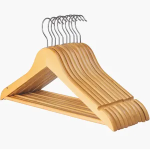 Factory Bulk Groothandel Custom Antislip Hout Shirt Kinderen Kleerhangers Houten Kleding Wasserij Hangers