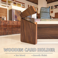 Porte-cartes de visite/boîte portable personnalisé en bois de noyer avec boucle magnétique polie
