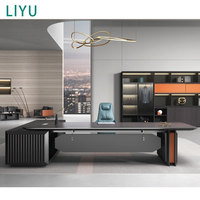 Bureau de direction moderne de luxe personnalisé Liyu, structure en bois modulaire en forme de L, mobilier de bureau de direction, fonctionnalités convertibles