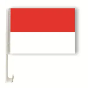 Fast delivery custom printed national car flags single side Indonesia mini car window flag with clips