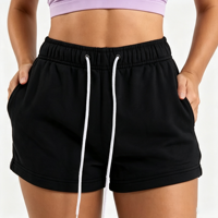 Shorts en molleton taille haute pour femme, nouveau style, avec logo personnalisé, respirants, 100% coton, décontractés