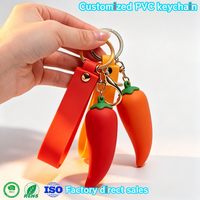Individueller Werbe-PVC 3D Chili-Schlüsselanhänger Personalisierter Gummi-Schlüsselanhänger mit Kundenspezifischem Design-Druck