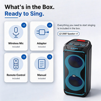 Speaker Portabel Menara Dual Woofer 8 Inch Speaker Pesta Lampu LED RGB dengan Mikrofon Nirkabel