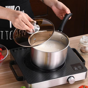 Olla <span class=keywords><strong>para</strong></span> leche de fácil limpieza, duradera, multifuncional, anti-quemaduras, con mango largo de baquelita, tapa de vidrio, olla <span class=keywords><strong>para</strong></span> sopa de acero inoxidable - Product Image 3