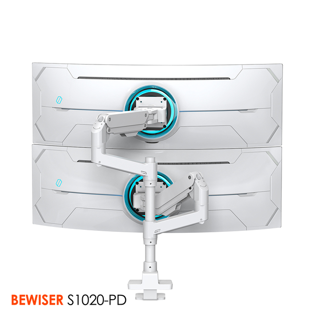 New Design Dual Monitor Arm for Big Gaming Monitor Screen Heavy Duty Double Monitor Stand (Bewiser S1020-PD)