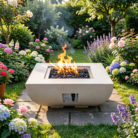 Brasero en béton poli à la main, table de feu de luxe pour l'extérieur, pour la cour