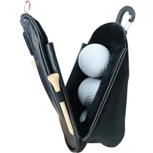 Bolsa de couro PU para golfe com 3 bolas, bolsa personalizada para guardar bolas de golfe com posição de marcador de bola de golfe