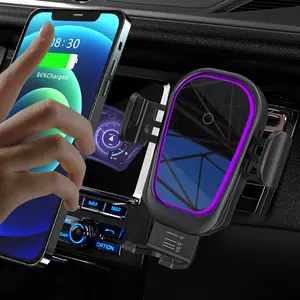 15w Schnell ladegerät Magnetic Wireless Auto halterung Handy halter mit lila Ambiente Licht