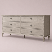 Commode de luxe moderne et durable en bois massif de chêne à 6 tiroirs pour chambre à coucher