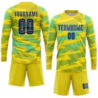 Maillot de football personnalisé pour adultes jaune et bleu, coupe ajustée, pour équipes – Brésil, Corée, Italie, Algérie, Maroc, Brésil