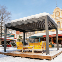 Pergola en aluminium thermolaqué écologique avec toit rétractable électrique à commande à distance et éclairage LED