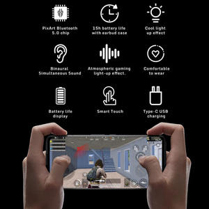 Audífonos Intrauditivos para Juegos Global for ZTE para Nubia Red Magic 5.0 TWS con Indicador LED, Batería de 4-16 Horas, Sin Cancelación de Ruido - Product Image 3