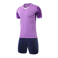 Conjunto de Camiseta de Fútbol Unisex con Pantalones Cortos y Número Personalizado, Uniforme de Fútbol de Secado Rápido, Transpirable, 100% Poliéster, con Bolsillos