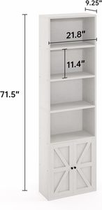 Estanterías de madera blancas de 6 niveles con puertas de armario, estanterías de <span class=keywords><strong>suelo</strong></span> y armarios de almacenamiento de oficina para oficina en casa, sala de estar - Product Image 3