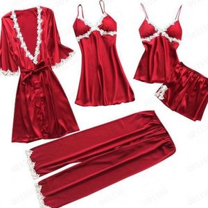 Pyjama sexy 5 pièces <span class=keywords><strong>pour</strong></span> femmes, <span class=keywords><strong>robe</strong></span> <span class=keywords><strong>de</strong></span> <span class=keywords><strong>chambre</strong></span> d'été à manches mi-longues, <span class=keywords><strong>grande</strong></span> <span class=keywords><strong>taille</strong></span>, multicolore, multiformat, service à domicile, chemise <span class=keywords><strong>de</strong></span> nuit. - Product Image 2