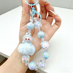 Llavero de cuentas rosa INS, accesorio bonito, llavero de dibujos animados rosa, colgante para bolso, cordón para teléfono móvil - Product Image 4