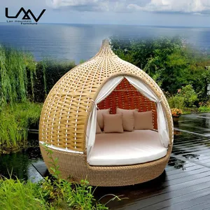 Vogelnest Outdoor Strand Meubels Tuin Patio Rieten Leisure Zon Bed Hotel Zwembad Strand Ronde Liggende Daybed