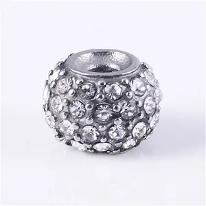 Micro Pave Rondelle Spacers CZ Carved Charm Beads for Jewelry Craft Making