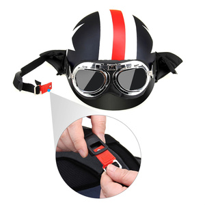 Nửa mở khuôn mặt cổ điển sao sọc Mô hình xe tay ga Touring xe máy Biker Mũ bảo hiểm với kính visor khăn - Product Image 3
