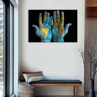 Mapa del Mundo Impreso en Lienzo, Arte de Naturaleza Muerta, Decoración de Pared Personalizable con Temática de Unidad Global para Hogar, Oficina u Hoteles