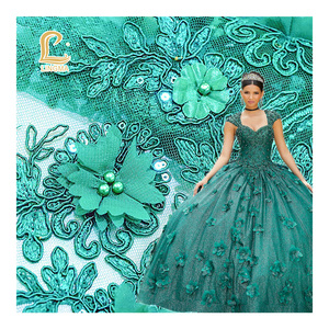 2025 Best Selling Beaded Lace Fabric Embroidery <b>Tulle</b> Fabric Beaded Sequin Lance for Quinceanera & Wedding Dresses - Product Image 6