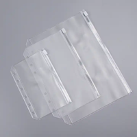 Vente en gros PVC clair transparent givré plastique auto-scellant fermeture éclair sac A5 A6 B5 espèces enveloppes reliure à anneaux-produits de classement
