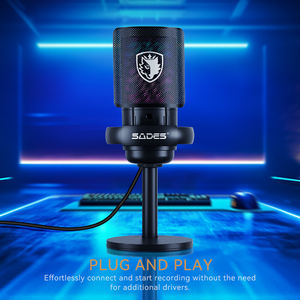 SADES ME6S - Paquete Profesional de Tarjeta de Sonido Eq, Auriculares, Altavoces, Micrófonos USB para Juegos de PC con Soporte - Product Image 2