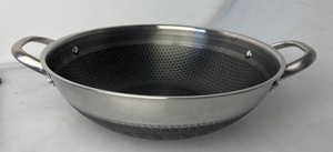 Customized SS 316 Stainless Steel 3 Layers Tri-ply Honeycomb <strong>Non</strong> <strong>Stick</strong> 2 Double Ear Handles <strong>Wok</strong> - Product Image 3