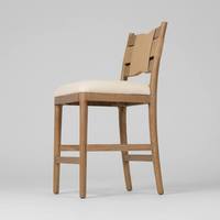 Tabouret de bar et chaise de salle à manger modernes en bois massif avec dossier en corde de papier, design durable pour salles à manger et salons