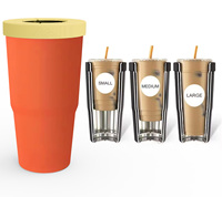 Moioco Gobelet isotherme en acier inoxydable de 30 oz, couleur orange, pour enfants, tasse de voyage réutilisable avec paille pour boissons glacées
