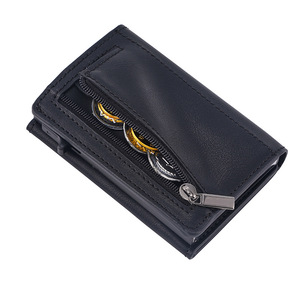Portafoglio Sottile in Pelle PU Crazy Horse con Porta Carte Pop-up, Tasca Portamonete con Cerniera RFID in Alluminio Magnetico e Magnete per Borsa in Metallo - Product Image 3