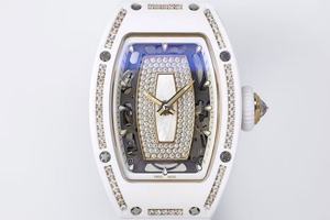 Montres élégantes et luxueuses de marque haut de gamme, mécaniques, en céramique, en forme de baril, avec un design diamanté, tendance de la mode - Product Image 3