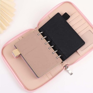 Saffiano deri A7 pano çift taraflı kart yuvaları ve 6 halka A7 halka deri bağlayıcılar için elastik bir kalem döngü ile yaprak uçmak - Product Image 6