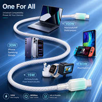 Kabel Data USB-C ke USB-C Pengisian Cepat KYT 100W 6A Custom Braided Nylon untuk Ponsel, Komputer, Kamera, Konduktor Tembaga Murni