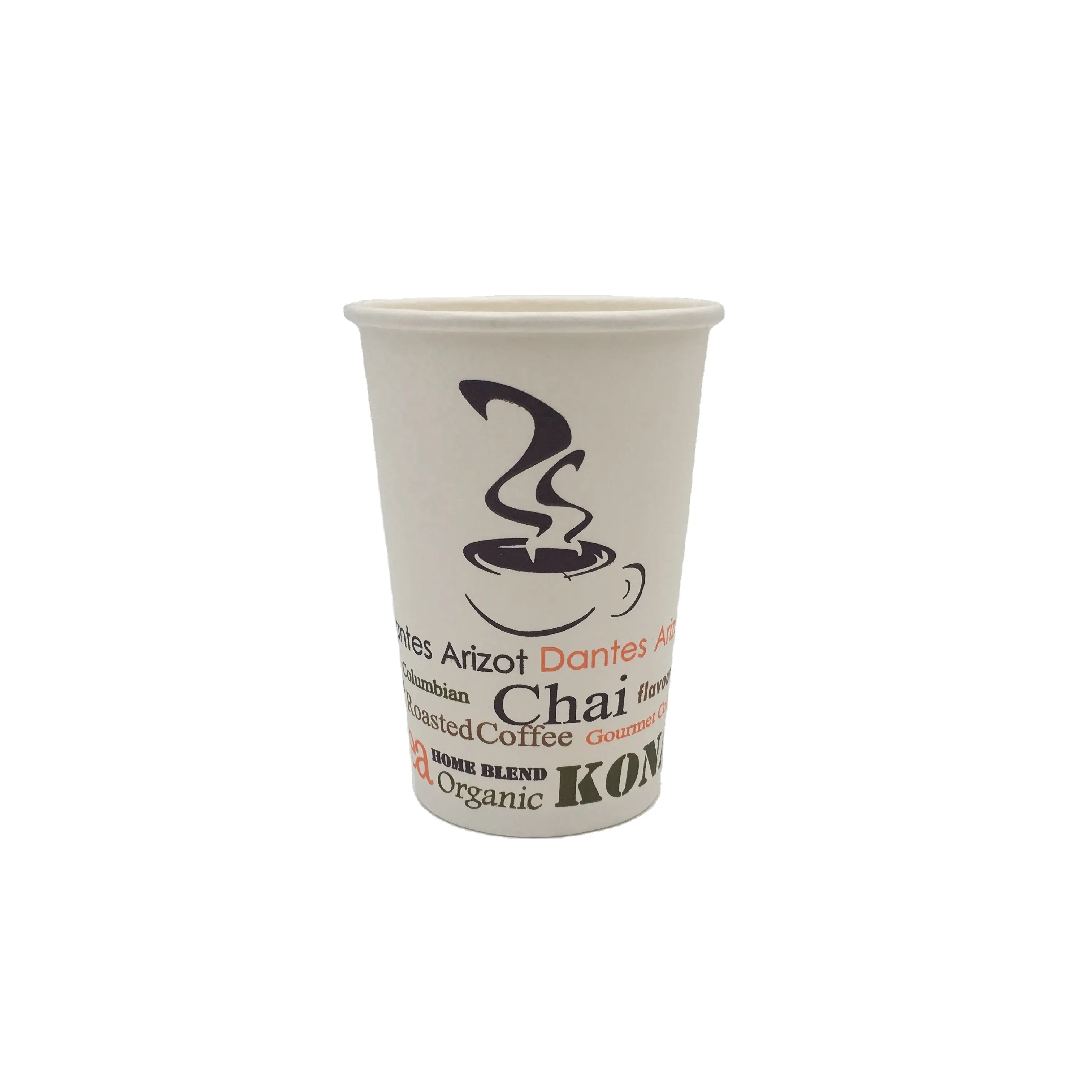 Taza de papel desechable para bebidas calientes, vaso de papel personalizado con logotipo impreso de una sola pared, 10oz