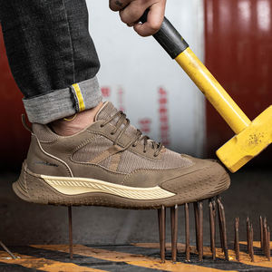 JIANKUN Zapatos de Seguridad Cómodos Unisex de Corte Bajo, Cuero de Microfibra + Malla con Goma Resistente al Desgaste Antideslizante Antigolpes/Perforaciones - Product Image 1