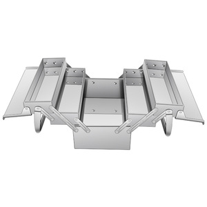 Caja de Herramientas Plegable de Acero Inoxidable, 4 Compartimentos, 300 mm de Profundidad, Doble Capa, Caja de Almacenamiento de Herramientas de Metal Reforzado con Asa - Product Image 1