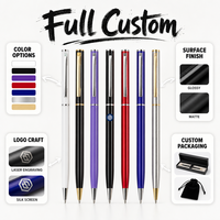 Stylo bille métallique fin, cadeau promotionnel d'entreprise, stylo OEM avec logo personnalisé, gravure laser, stylo de signature de bureau, 7 couleurs