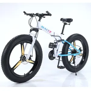 新款自行车MACCE 26英寸低价自行车2轮盘式制动器大车轮折叠脂肪轮胎雪地自行车山地自行车