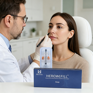 Hereme Non-chirurgical 1ml 2ml 3ml 5ml Gel d'<span class=keywords><strong>acide</strong></span> <span class=keywords><strong>hyaluronique</strong></span> réticulé pour remodelage nasal, lifting facial et <span class=keywords><strong>injection</strong></span> de volume nasal - Product Image 1