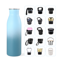 Nouveau design de gros personnalisé bouteilles d'eau de sport écologiques en acier inoxydable noir avec corde